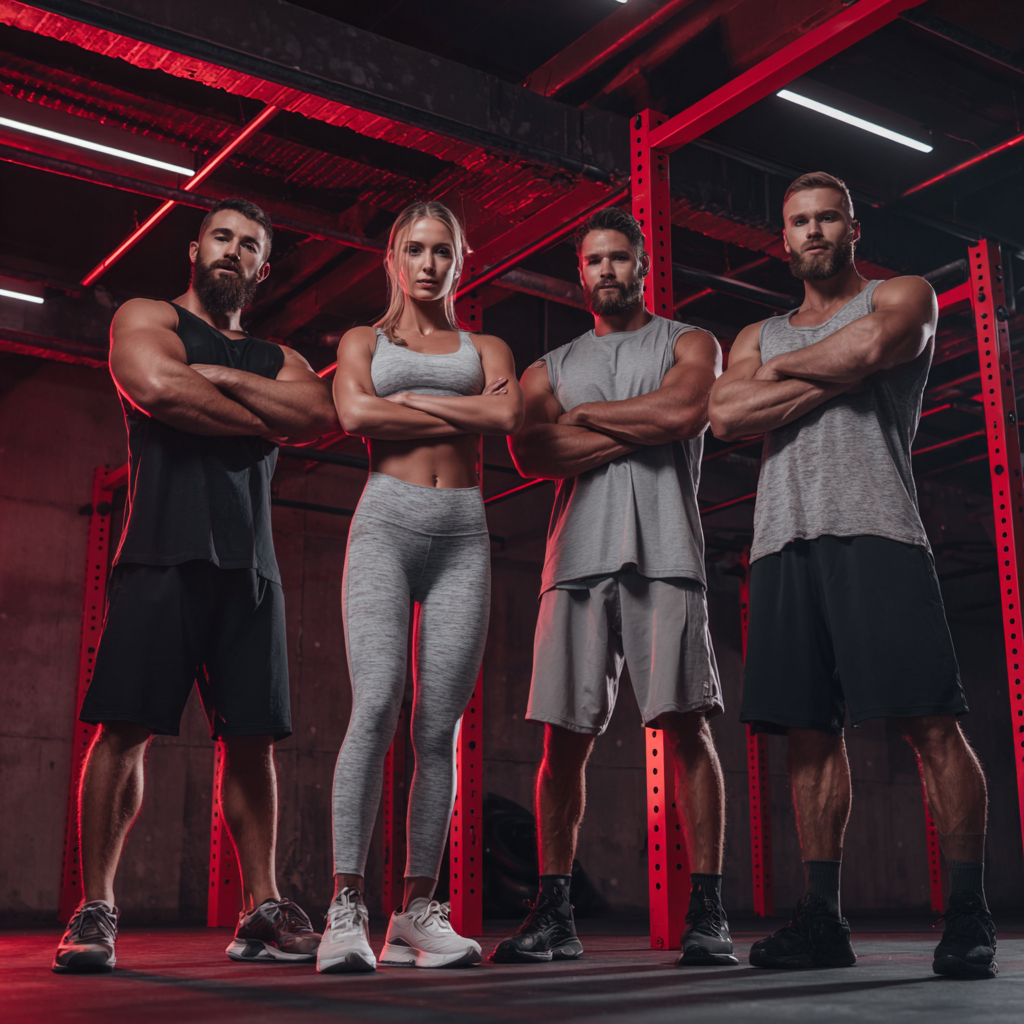 Slovak adults practicing mindful strength training in a calm fitness environment, focusing on proper form and sustainable movement patterns